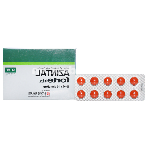 Azintal Forte Tabs trị đầy hơi, khó tiêu (10 vỉ x 10 viên)