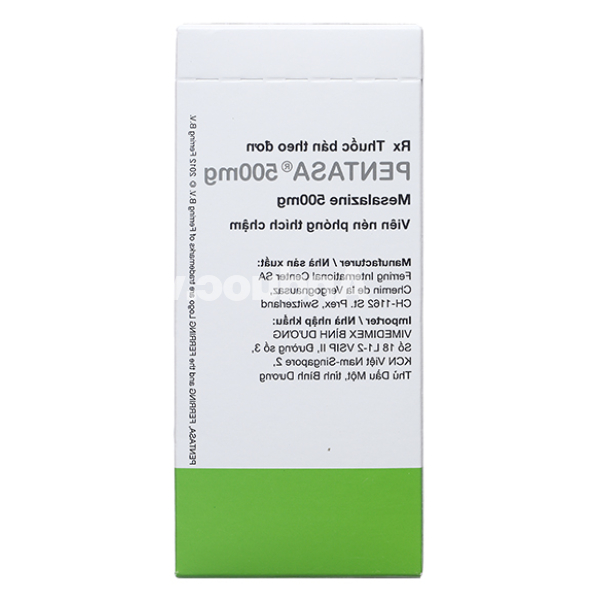 Pentasa 500mg trị viêm loét đại tràng và bệnh Crohn (10 vỉ x 10 viên)