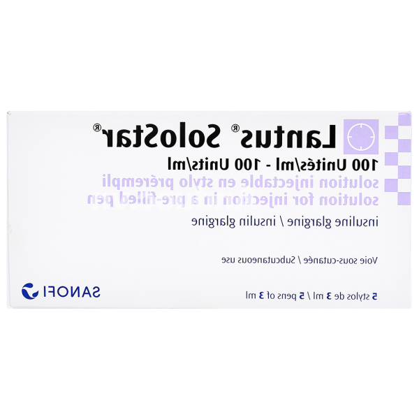 Bút tiêm Lantus SoloStar 100IU/ml trị đái tháo đường (5 cây x 3ml)