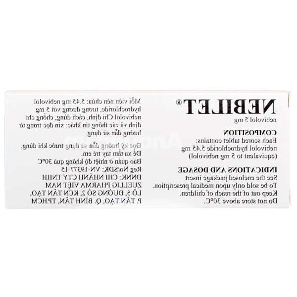 Nebilet 5mg trị tăng huyết áp, suy tim (1 vỉ x 14 viên)