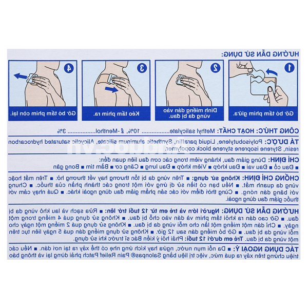 Cao dán Salonpas Pain Relief Patch giảm đau, kháng viêm cơ khớp hộp 5 miếng