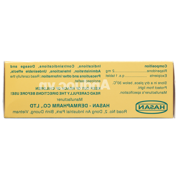 Risperidon 2 Hasan trị tâm thần phân liệt (5 vỉ x 10 viên)