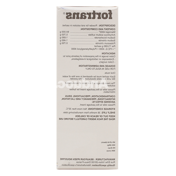 Bột pha dung dịch uống Fortrans làm sạch đại tràng hộp 4 gói