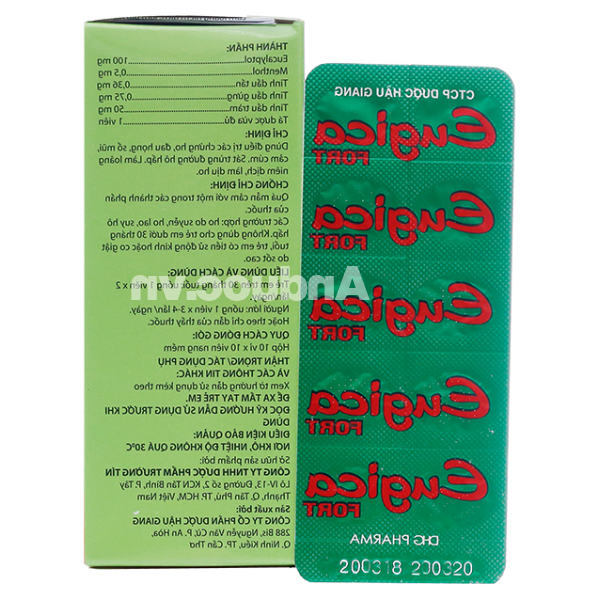 Eugica Fort trị ho, đau họng (10 vỉ x 10 viên)