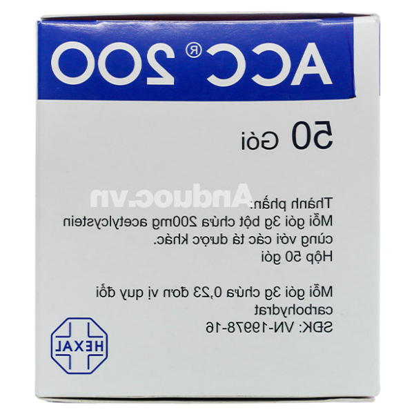 Bột pha dung dịch uống ACC 200 tan đàm trong bệnh lý hô hấp (50 gói x 3ml)