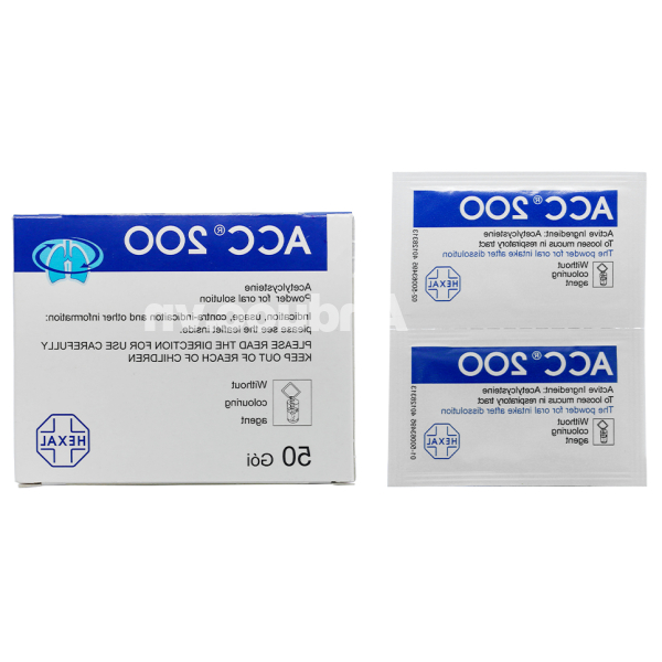 Bột pha dung dịch uống ACC 200 tan đàm trong bệnh lý hô hấp (50 gói x 3ml)