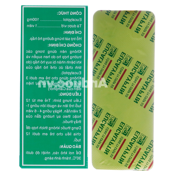 Eucalyptin 100mg hỗ trợ sát khuẩn hô hấp (10 vỉ x 10 viên)