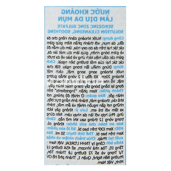 Xịt khoáng La Roche-Posay Serozinc làm dịu da mụn chai 50ml
