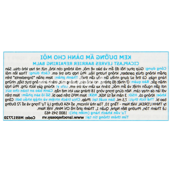 Kem dưỡng môi La Roche-Posay Cicaplast Levres dưỡng ẩm tuýp 7.5ml