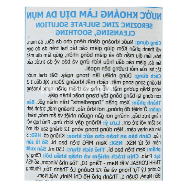 Xịt khoáng La Roche-Posay Serozinc làm dịu da mụn chai 150ml