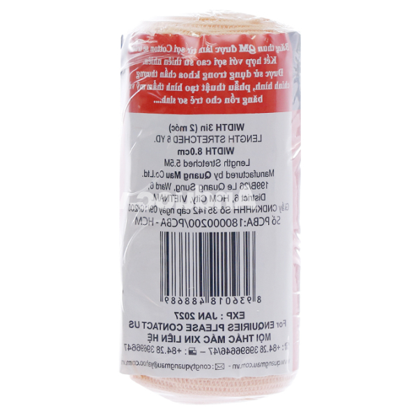 Băng thun y tế 2 móc QM (8cm x 5.5m)