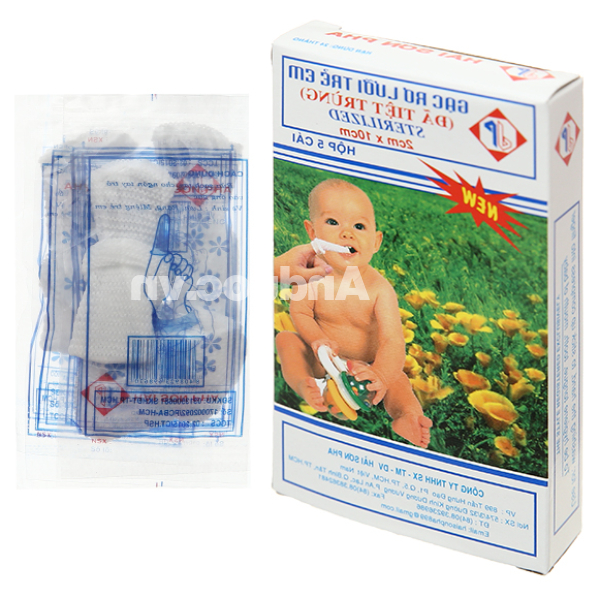 Gạc rơ lưỡi Hải Sơn Pha (2cm x 10cm) hộp 5 cái 