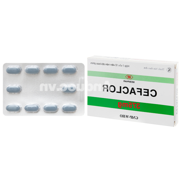 Cefaclor Mediphar 375mg trị nhiễm khuẩn đường hô hấp (1 vỉ x 10 viên)