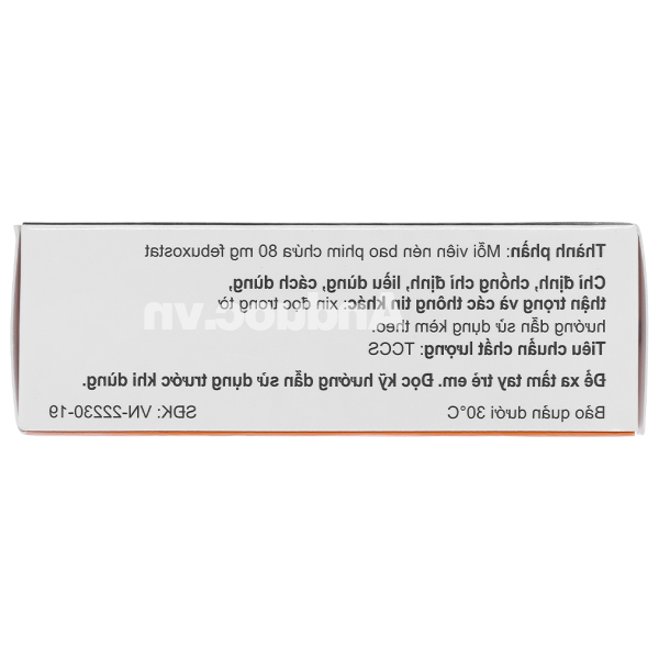 Feburic 80mg trị tăng acid uric huyết mạn tính trong bệnh gout (3 vỉ x 10 viên)