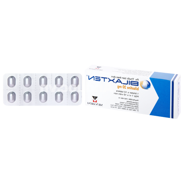 Bilaxten 20mg trị viêm mũi dị ứng, mày đay (1 vỉ x 10 viên)