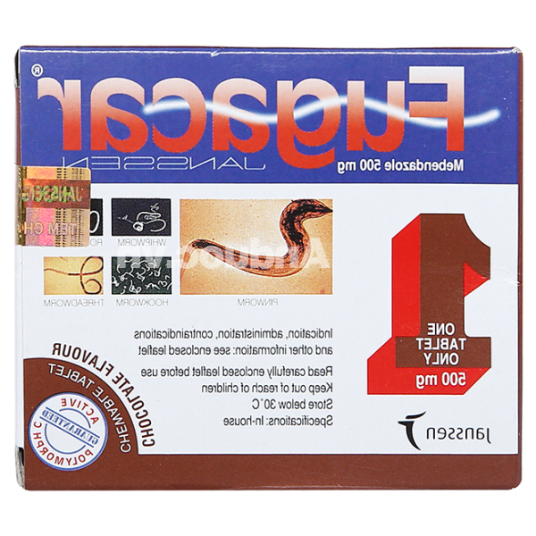 Viên nhai Fugacar vị sô cô la 500mg trị giun sán (1 vỉ x 1 viên)