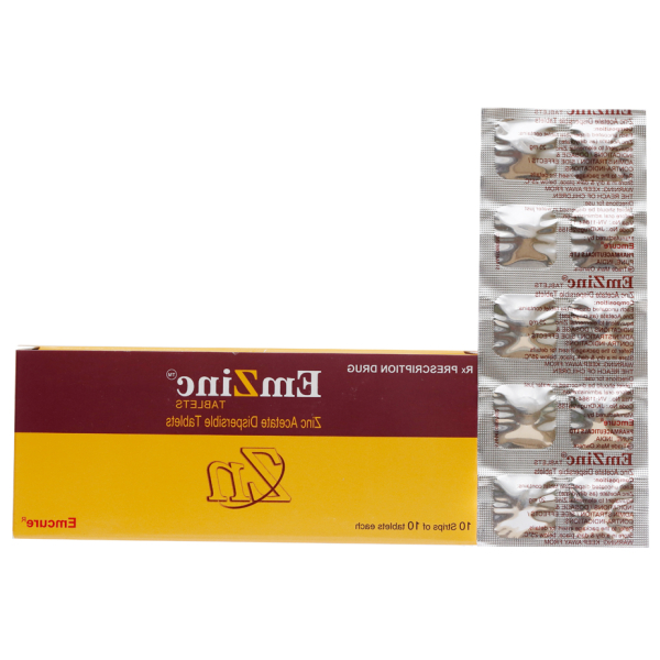 EmZinc Tablets 20mg bổ sung kẽm, trị tiêu chảy (10 vỉ x 10 viên)