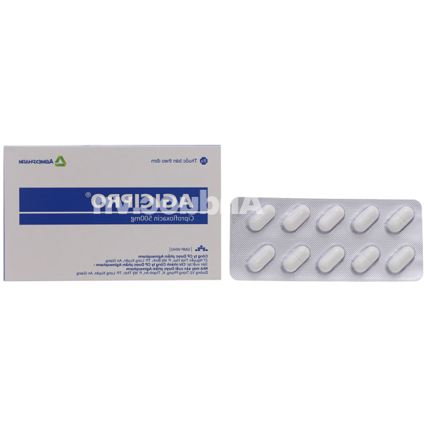 Agicipro 500mg dự phòng và trị nhiễm khuẩn nặng (10 vỉ x 10 viên)