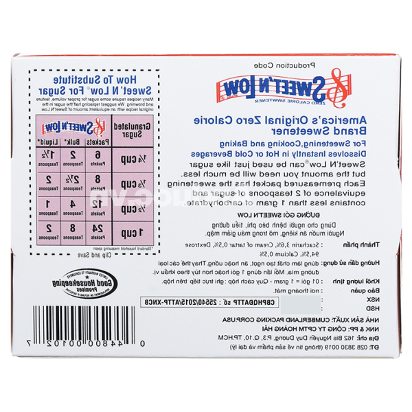 Đường ăn kiêng Sweet'n Low hộp 100g (100 gói x 1g)