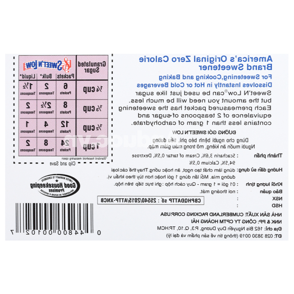 Đường ăn kiêng Sweet'n Low hộp 100g (100 gói x 1g)