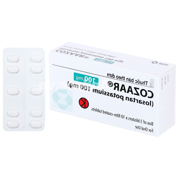 Cozaar 100mg trị tăng huyết áp, suy tim (3 vỉ x 10 viên)