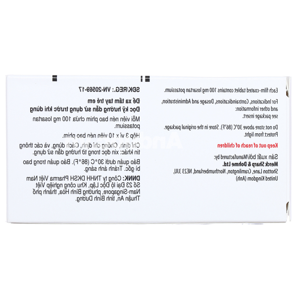 Cozaar 100mg trị tăng huyết áp, suy tim (3 vỉ x 10 viên)