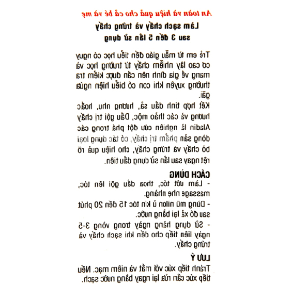 Dầu gội dược liệu Aladin trị chấy, loại bỏ trứng chấy tuýp 30g