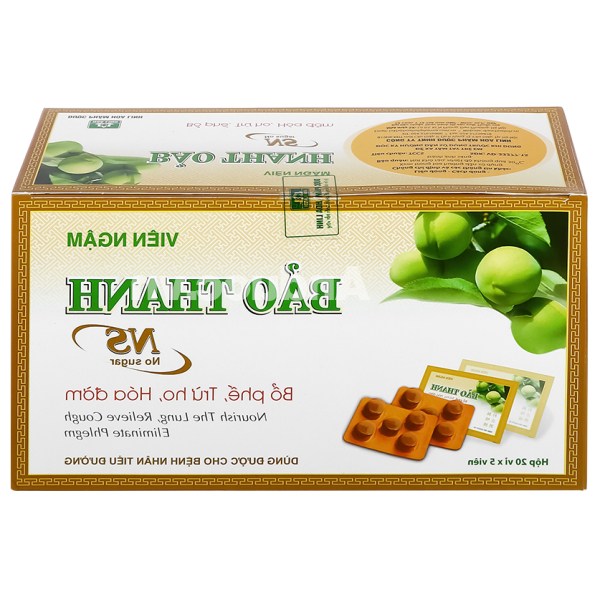 Viên ngậm Bảo Thanh không đường trị ho, bổ phế (20 vỉ x 5 viên)