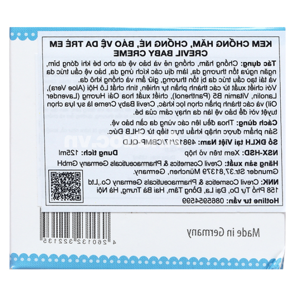 Kem Crevil Baby chống hăm tã, dưỡng ẩm cho bé hũ 150ml