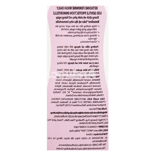 Dung dịch vệ sinh phụ nữ Betadine Gentle làm sạch vùng kín chai 100ml