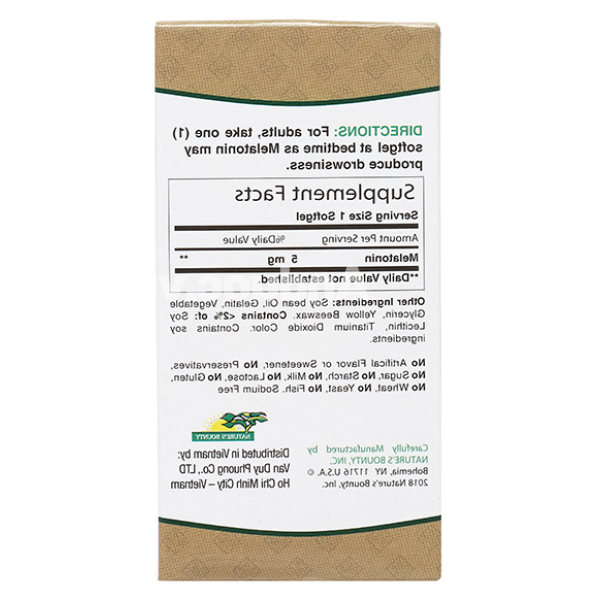 Nature’s Bounty Melatonin giúp điều hòa giấc ngủ chai 60 viên