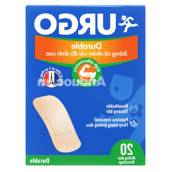 Băng cá nhân vải Urgo Durable (2 x 6cm) hộp 20 miếng