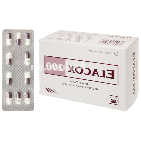 Elacox 200 giảm đau, kháng viêm xương khớp (10 vỉ x 10 viên)