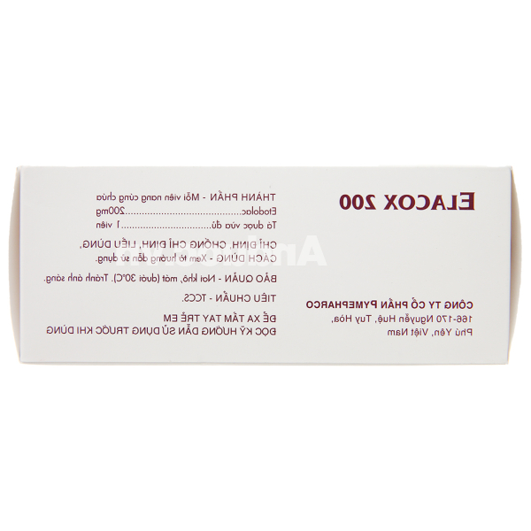 Elacox 200 giảm đau, kháng viêm xương khớp (10 vỉ x 10 viên)