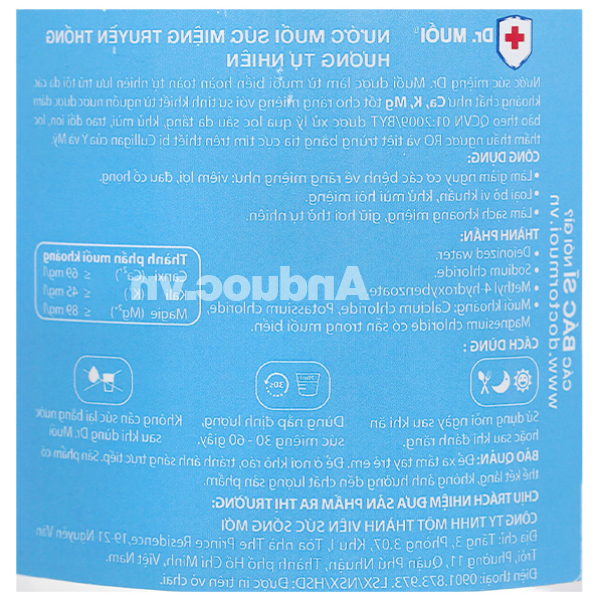 Nước súc miệng Dr. Muối ngừa vi khuẩn, giảm mùi hôi miệng chai 1000ml