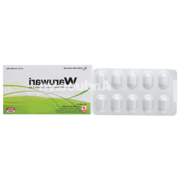 Waruwari 2mg giãn cơ, trị đau do co cứng cơ (10 vỉ x 10 viên)