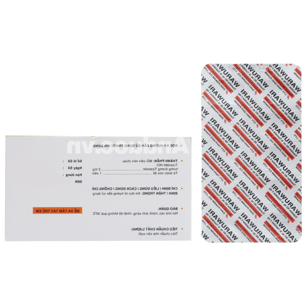 Waruwari 2mg giãn cơ, trị đau do co cứng cơ (10 vỉ x 10 viên)