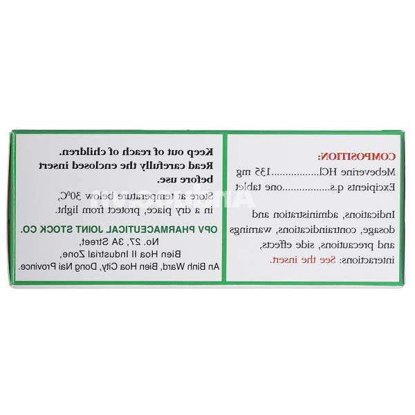 OpeVerin 135mg trị hội chứng ruột kích thích (5 vỉ x 10 viên)