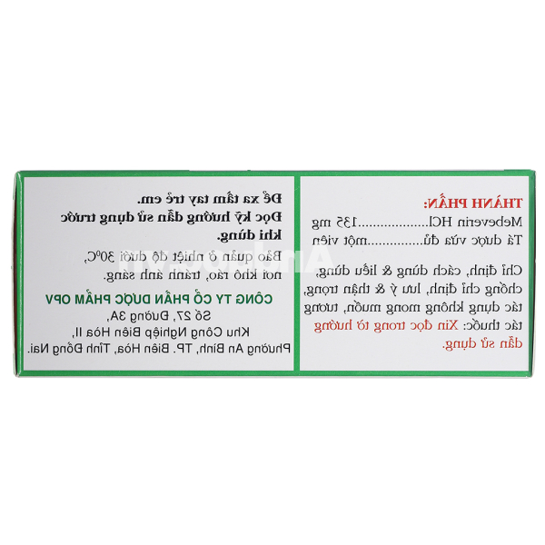 OpeVerin 135mg trị hội chứng ruột kích thích (5 vỉ x 10 viên)