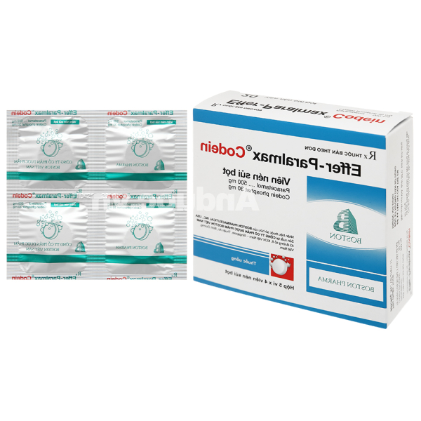 Viên sủi Effer-Paralmax Codein giảm đau cấp tính ở mức độ trung bình (5 vỉ x 4 viên)
