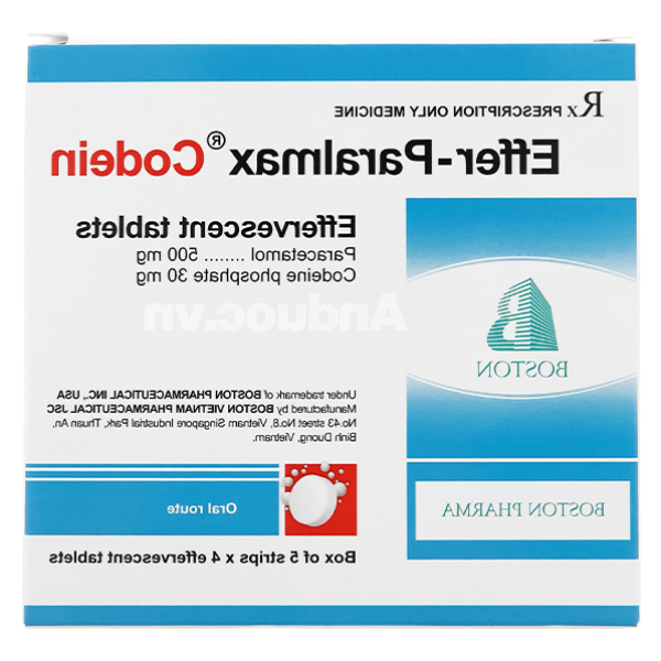 Viên sủi Effer-Paralmax Codein giảm đau cấp tính ở mức độ trung bình (5 vỉ x 4 viên)