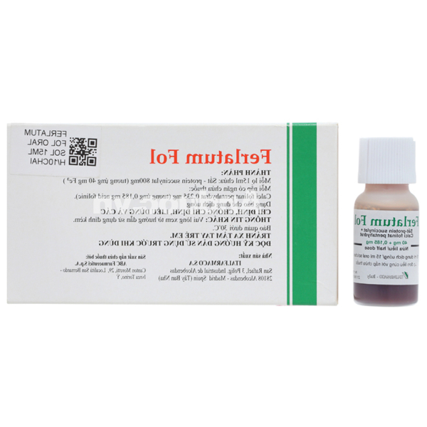Dung dịch uống Ferlatum Fol phòng ngừa và trị thiếu sắt, folat (10 lọ x 15ml)