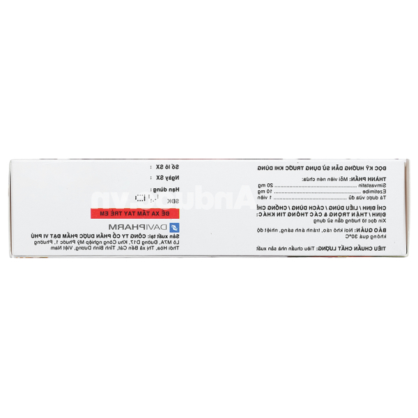 Nasrix 20/10mg trị rối loạn mỡ máu (4 vỉ x 7 viên)
