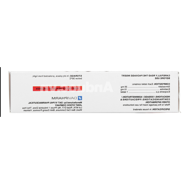 Nasrix 20/10mg trị rối loạn mỡ máu (4 vỉ x 7 viên)