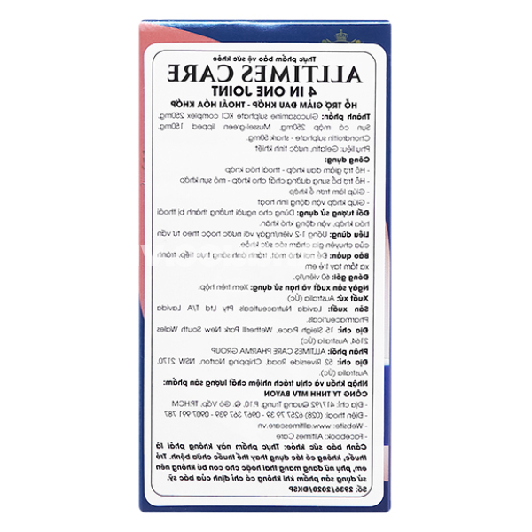 Alltimes Care 4 In One Joint giảm đau khớp, thoái hóa khớp chai 60 viên