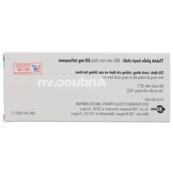Grandaxin 50mg trị rối loạn tâm thần (2 vỉ x 10 viên)