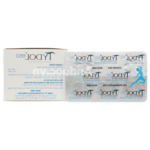 Tydol 650 hạ sốt, giảm đau từ nhẹ đến trung bình (10 vỉ x 10 viên)