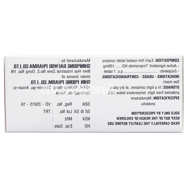 Tiram 100mg giảm đau do co thắt tiêu hóa (10 vỉ x 10 viên)