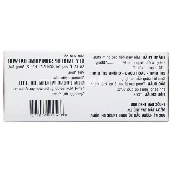 Tiram 100mg giảm đau do co thắt tiêu hóa (10 vỉ x 10 viên)