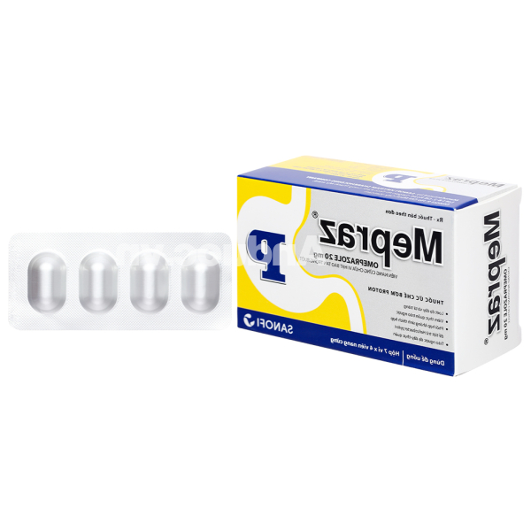 Mepraz 20mg phòng và trị loét dạ dày, tá tràng (7 vỉ x 4 viên)